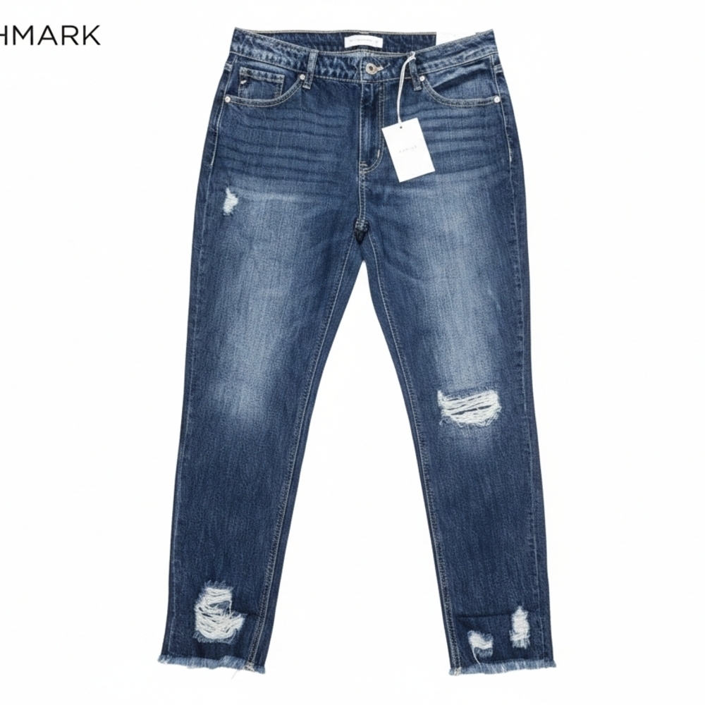 NWT KanCan Ultra Comfort Boyfriend Distressed Jeans 15/31